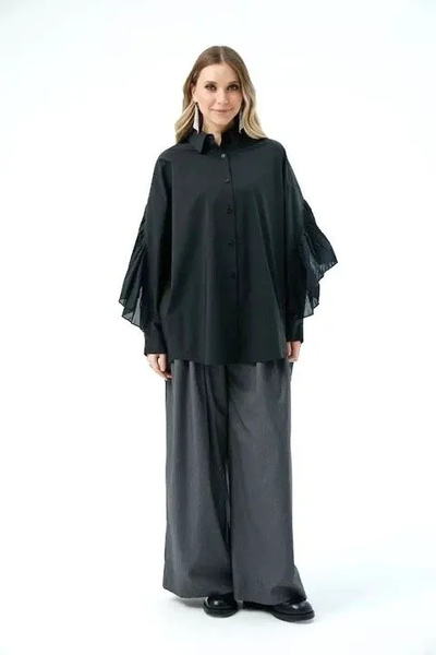 Рубашка женская TUFFONI 8427063 ЧЕРНЫЙ OVERSIZE